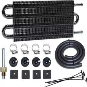 변속기 오일 쿨러 키트 5/16인치 튜브 및 호스 장착 키트(블랙)(4패스) 포함 알루미늄 합금 라디에이터