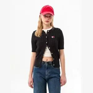 매장정품 TOMMY JEANS 타미진스 여성 레귤러핏 케이블 반팔 가디건 (T32G1KCD05TWT2) 1362361