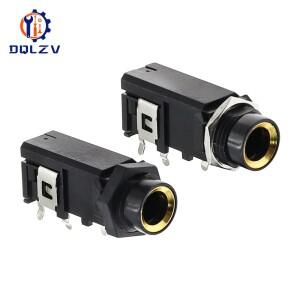 3Pin 오디오 잭 스피커 커넥터 6.35 모노 암 소켓 PCB 패널 마운트 마이크 섀시 어댑터 너트