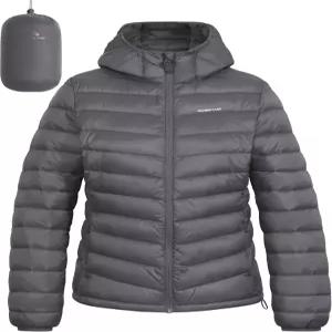 파이오니어 캠프 여성용 패커블 패딩 재킷 겨울 경량 발수 퀼트 코트 후드 포함