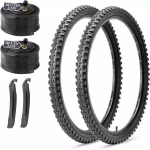 MOHEGIA 산악 자전거 타이어 세트 2팩 20/24/26x2.125인치 접이식 교체 및 레버가 있는 20/24/26인치 내부