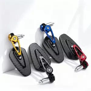 범용 오토바이 백미러 탄소 섬유 패턴 핸들 바 미러 수정 된 반전 후면 액세서리