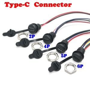 2P 4P 5핀 6핀 USB-C PH2.0 너트 스냅 잠금 플레이트가 있는 고전류 충전 소켓 Type-C 암 방수 커넥터 잭