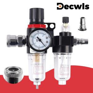 AFC2000 공기 압축기 공기압 조절기 1/4 인치, 윤활제 분사 기능이 있는 파이프라인 오일-물 분리기, 구리 필터 요소, 공압 공구. 압력