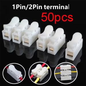 50개 CH1 CH2 CH3 퀵 스플라이스 잠금 와이어 커넥터 1/2/3핀 전기 케이블 단자  쉽게 맥세이프호환하게 연