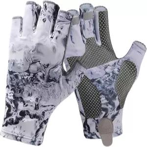 낚시 장갑 UPF50 태양 자외선 차단 손가락 없는 남성 플라이 항해 하이킹 카약 노 젓기 패들링 카누 타기
