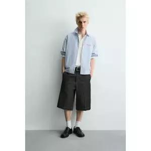 ZARA 자라 텍스트 프린트 스트라이프 셔츠 - 127296