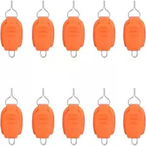 엠 10피스 낚싯줄 스토퍼 홀더 클립 버클 키퍼 스피닝 릴 라인 낚시 액세서리 오렌지
