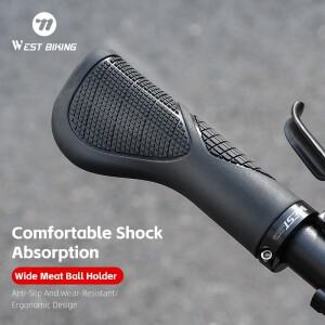 웨스트 바이킹 자전거 그립 충격 흡수 소프트 TPE 핸들바 잠금 인체공학적 편안한 MTB 로드 사이클링