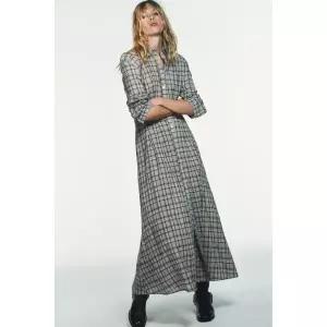 ZARA 자라 체크 셔츠 원피스 - 브라운-블루 122222