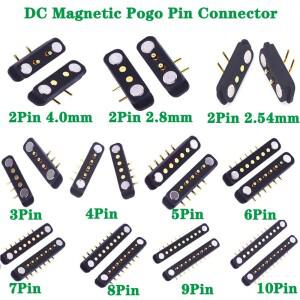 마그네틱 포고 핀 커넥터 2 3 4 5 6 7 8 9 10P 남성 여성 2.54 4.0 2.8 스프링 장착 DC 자석 전원 소켓