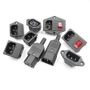 IEC320 C14 C13 전기 AC 소켓 3 암 수 입구 플러그 커넥터 3핀 마운트