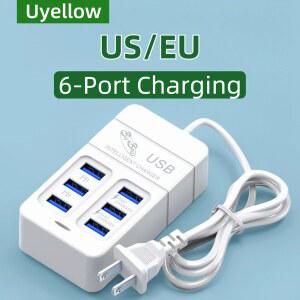 6포트 멀티포트 USB 충전기 35W PD 고속 타입 어댑터 벽면 C 충전 휴대폰 타입C 퀵 EU 허브 플러그 US