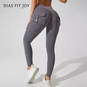 DIAS FIT JOY 나일론 요가 팬츠 엉덩이 포켓 타이트 여성용 스포츠 피트니스 힙 리프팅 통기성 노 티 라인