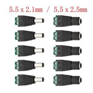 10피스 DC 12V 5.5x2.1mm/5.5x2.5mm 남성 여성 커넥터 솔더리스 나사 터미널 LED 조명 CCTV 카메라에 대 한