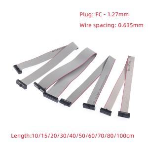1피스 FC 1.27mm 피치 그레이 플랫 리본 데이터 케이블 IDC 이중 끝 동일 방향 6/10/14/16/20/30/34/40P JT