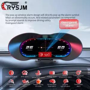 P5 자동차 OBD GPS HUD 6.2인치 헤드업 디스플레이 경사계 온보드 컴퓨터 속도 RPM 수온 오일 온도 과속