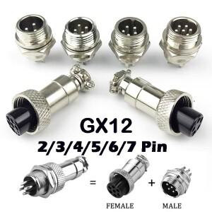 5피스 GX12 커넥터 너트  2/3/4/5/6/7 핀 남성 여성 12mm 원형 항공 플러그 패널 마운트 소켓