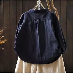 루타꽁몰 여친 루즈핏롱 셔츠 춘추 싱글 면사 자수 칼라 긴팔 HO3