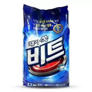 [콩심팥심]라이온 때가 쏙 비트 분말 세탁 세제 리필 2.7kg