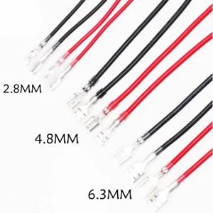 10피스 2.8/4.8/6.3mm 압착 단자 스플 라이스 여성 스페이드 커넥터 레드 블랙 와이어 20cm