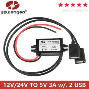 DC-DC 12V 24V ~ 5V 3A 15W 자동차 전력 변환기 Type-C USB 스텝 다운 전압 전원 공급 장치 출력 어댑터(역