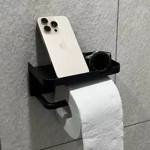 휴지걸이 무타공 선반형 블랙 두루마리휴지걸이