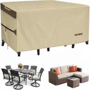 리치 야외 파티오 가구 커버 - 직사각형 테이블 사계절 식탁 및 의자 위한 고강도 방수 600D 튼튼한 캔버스