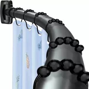 커브드 샤워 커튼봉 33-78인치 조절 가능한 아치형 원형 욕실용 방청 블랙 드릴링이 필요한 프리미엄