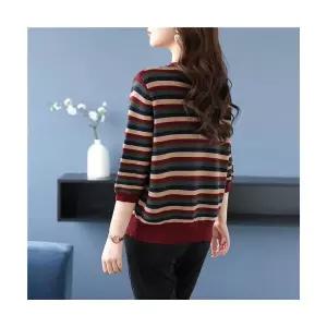 캐주얼 여친 니트 박시 티 오버사이즈 상의 롱루즈핏티 스트라이프 칠부 CH1