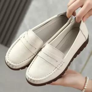 엘럽 여사친 여름 오픈토 로퍼 가죽 슈즈 중년 워킹화 플랫폼 펀칭 리얼 원템5