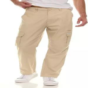 크고 키가 큰 남성용 랭글러 카고 팬츠 - 트윌 하프 엘라스틱 릴렉스 핏 작업복 바지