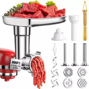 주방 보조 믹서용 100 광택 스테인리스 스틸 고기 그라인더 부착물 식기세척기 안전 식품 부식 방지 18피스