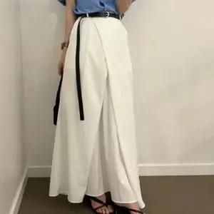 여성 길어보이는 스커트 사선 랩패턴 뒷밴딩 롱스커트 JKi7+5HwN