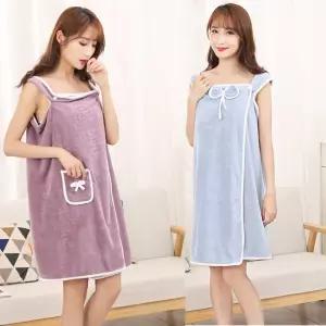 원피스 포켓 목욕 도톰한 극세사 샤워 타올 목욕 가운 BsN9+4dkl