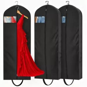 여행용 키티 65인치 롱가먼트 가방 4인치 걸이 드레스 3팩 가운 코트 블랙 옷장 보관용 의류 보호기