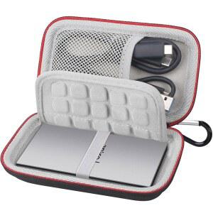 Lacdo Lacka ES3 휴대용 SSD 외장 솔리드 스테이트 드라이브 1TB 2TB 4TB SD 카드 정리함 충격 방지 하드 보호 보관 여행 가방, 블랙