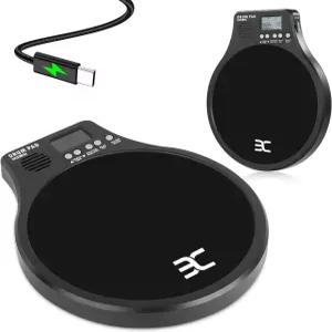 EX 3-IN-1 휴대용 디지털 전자 드럼 패드 메트로놈 속도 감지 및 탭 카운팅 10 TPR 연습 블랙