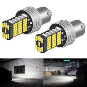 2PCS 1156 BA15S P21W S25 7506 전구 45pcs 흰색 자동차 LED 높은 밝은 교체 반전 1200LM 4014SMD 슈퍼 전력