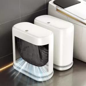뚜껑이 있는 욕실 쓰레기통 자동 흡착 기능이 3갤런 작은 슬림 및 75봉지 5롤 주방 사무실 침실 세탁실
