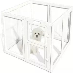 러브테일 투명 아크릴 개 놀이펜 실내 우리 강아지 토끼 고양이를 위한 조립 및 애완동물 튼튼하고