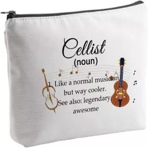 VAMSII 첼리스트 첼로 애호가를 위한 코스메틱 메이크업 백 연주자 선물 리사이틀 디피니션 여행용 지퍼백