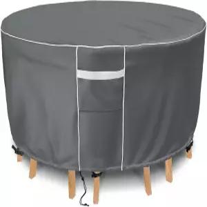 가사다르 원형 야외 가구 커버 방수 파티오 테이블 및 의자 세트용 헤비 듀티 600D 62인치 다이아 x 28인치