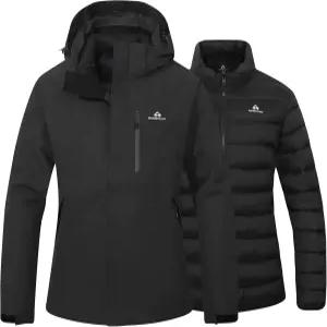 파이오니어 캠프 여성용 3 in 1 방수 스키 스노우 재킷 윈드브레이커 단열 패딩 라이너 겨울 레인코트