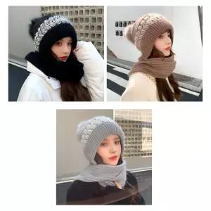 (별별창고) 겨울 트위스트 머플러 모자 세트 일체형 REh2+7RqH