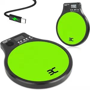 EX 3-IN-1 휴대용 디지털 전자 드럼 패드 메트로놈 속도 감지 및 탭 카운팅 10 TPR 연습 그린