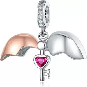 닝안 사랑해 당글 참 하트 펜던트 비드 여성 아내 여자친구용 큐빅 지르코니아 팔찌 925 스털링 실버