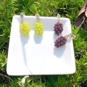 목걸이 (핸드메이드) 통통 그레이프 귀걸이