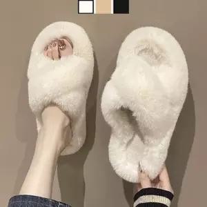 x 크로스 포근 퍼 슬리퍼 겨울 따뜻한 신발 사무실화 여성슬리퍼 여름슬리퍼 발편한슬리퍼