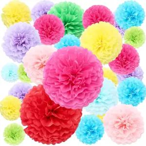 스카이젬 72개 휴지 폼 파티 장식 다양한 무지개 종이 공 생일 신부 샤워 용품 크기 밝은 색상